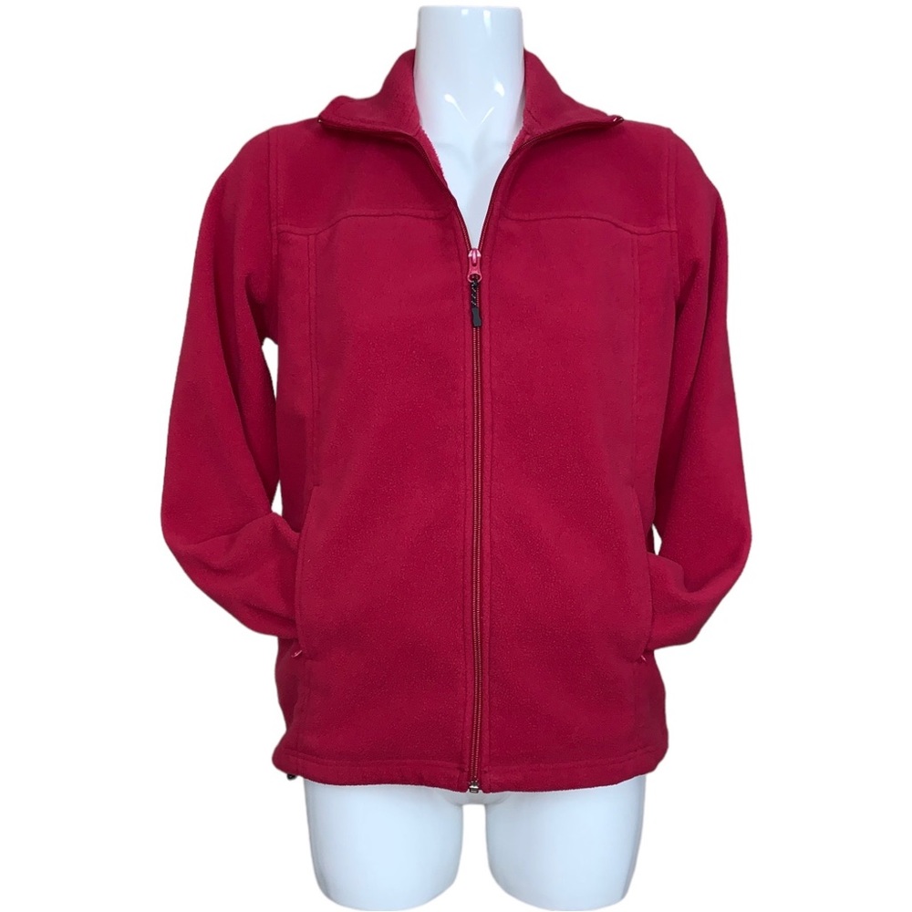 Natural Reflections Raspberry Red Fleece Zip Up Jacket Medium - Picture 2 of 11